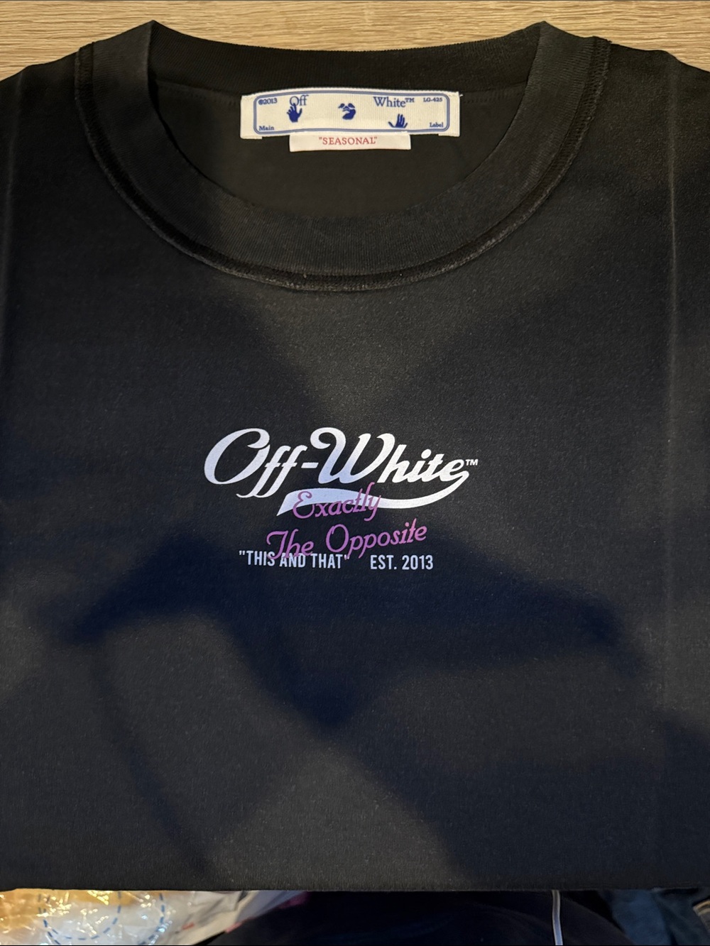 Off-White Black Crewneck with White and Pink Logo Print